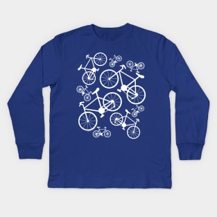 White Bicycles Big and Small Kids Long Sleeve T-Shirt